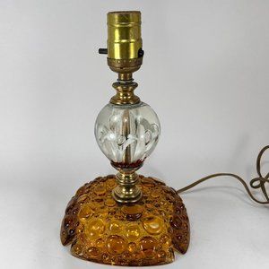 Vtg Joe St Clair Accent Lamp Bubbles Clear White Red Paperweight Signed Joe